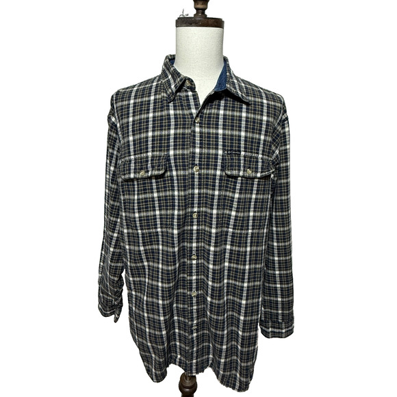 Columbia Shirt Mens XXL Green Blue White Plaid Button Up Long Sleeve Outdoors - Picture 5 of 9